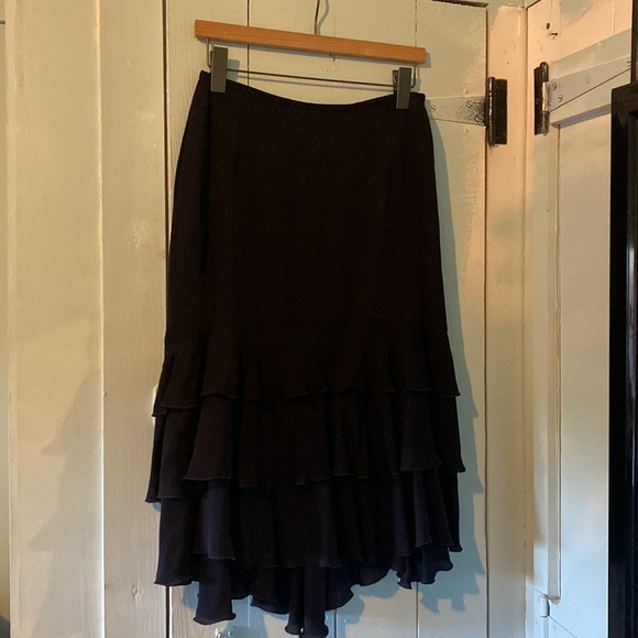 Designer ESCADA Chiffon Midi Ruffles Skirt - Picture 3 of 4